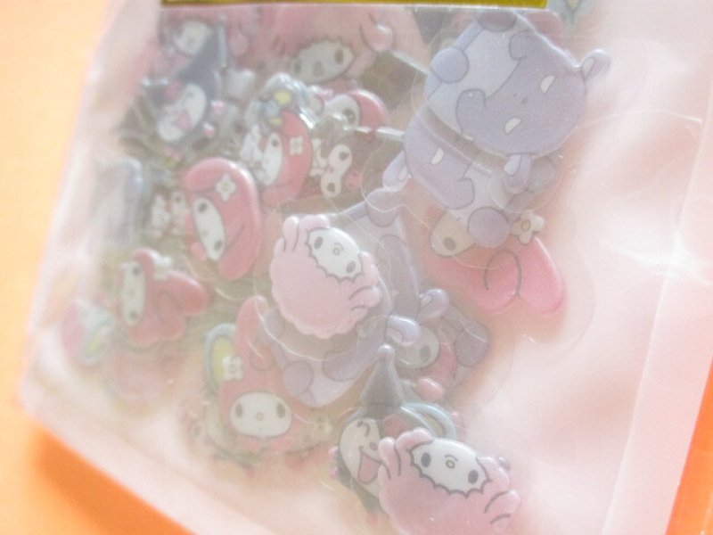 Photo1: Kawaii Cute Drop Peko Sticker Flakes Sack Sanrio *My Melody & Kuromi (102088)