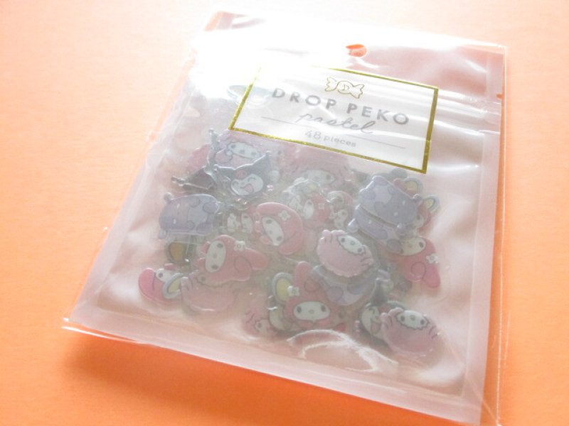 Photo1: Kawaii Cute Drop Peko Sticker Flakes Sack Sanrio *My Melody & Kuromi  (102088) (1)
