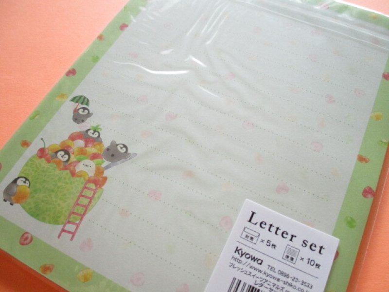 Photo3: Kawaii Cute Letter Set Kyowa *Fresh! Sweets Animals (42-098 Green)