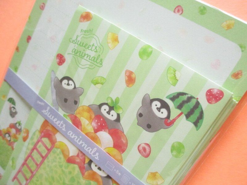 Photo1: Kawaii Cute Letter Set Kyowa *Fresh! Sweets Animals (42-098 Green)