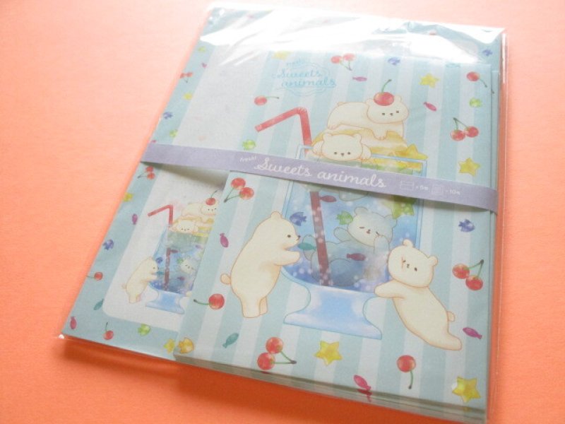 Photo1: Kawaii Cute Letter Set Kyowa *Fresh! Sweets Animals (42-098 Blue) (1)