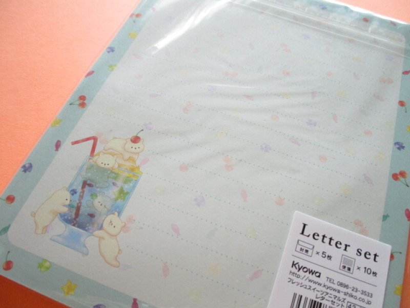 Photo3: Kawaii Cute Letter Set Kyowa *Fresh! Sweets Animals (42-098 Blue)