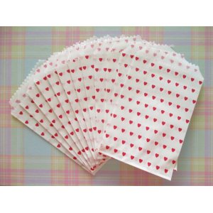 Photo: 12 pcs Heart Design Mini Flat Paper Bags Set *Red Heart