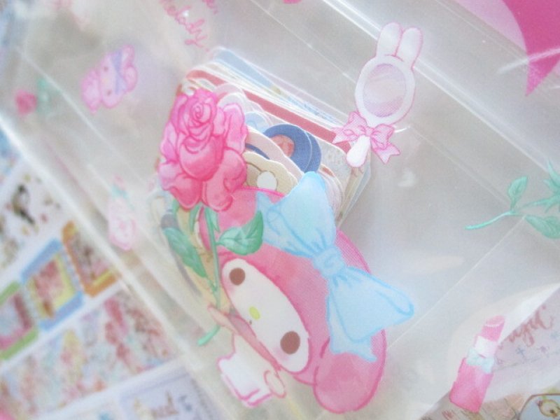 Photo1: Kawaii Cute Sticker Flakes Sack in Mini Zipper Case Sanrio Original *My Melody (97758-6)