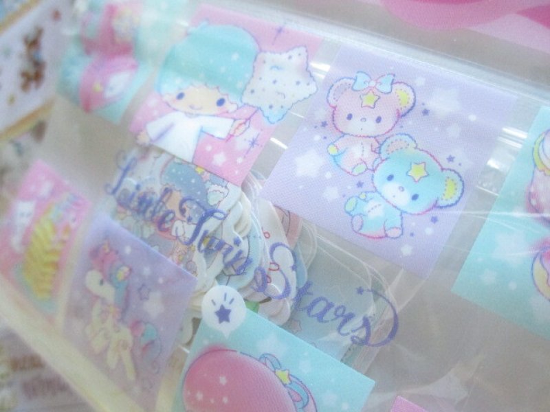 Photo1: Kawaii Cute Sticker Flakes Sack in Mini Zipper Case Sanrio Original *Little Twin Stars (97752-7)