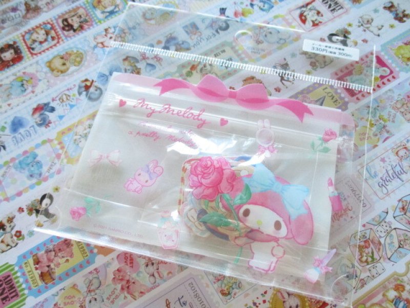 Photo1: Kawaii Cute Sticker Flakes Sack in Mini Zipper Case Sanrio Original *My Melody (97758-6) (1)