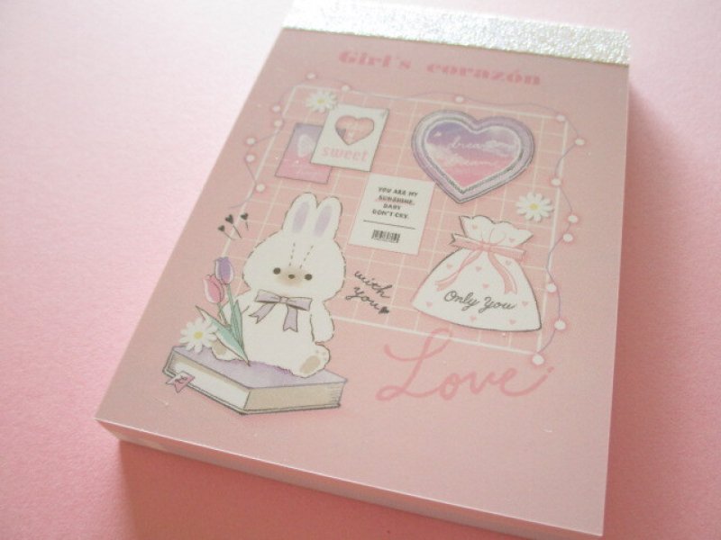 Photo1: Kawaii Cute Mini Memo Pad Q-LiA  *Rabbit Girl’s Corazǒn (64208) (1)