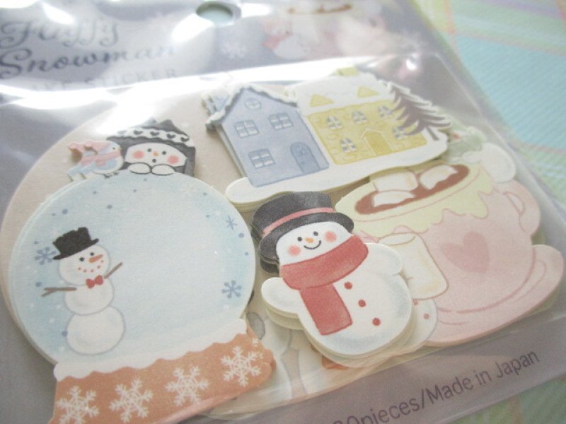 Photo1: Kawaii Cute Sticker Flakes Sack Gaia *Fluffy Snowman 1 (467176）