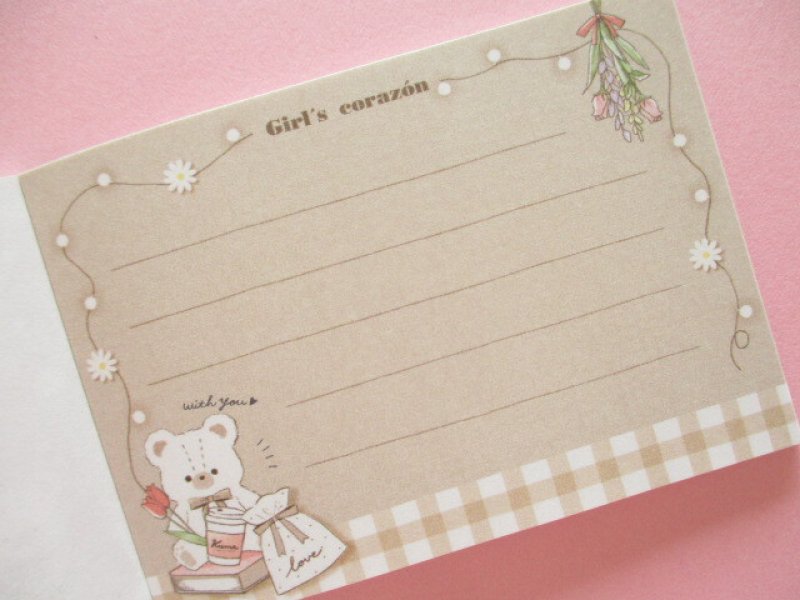 Photo2: Kawaii Cute Mini Memo Pad Q-LiA *Polar Bear Girl’s Corazǒn (64207)