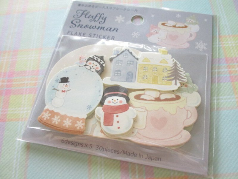 Photo1: Kawaii Cute Sticker Flakes Sack Gaia *Fluffy Snowman 1 (467176） (1)