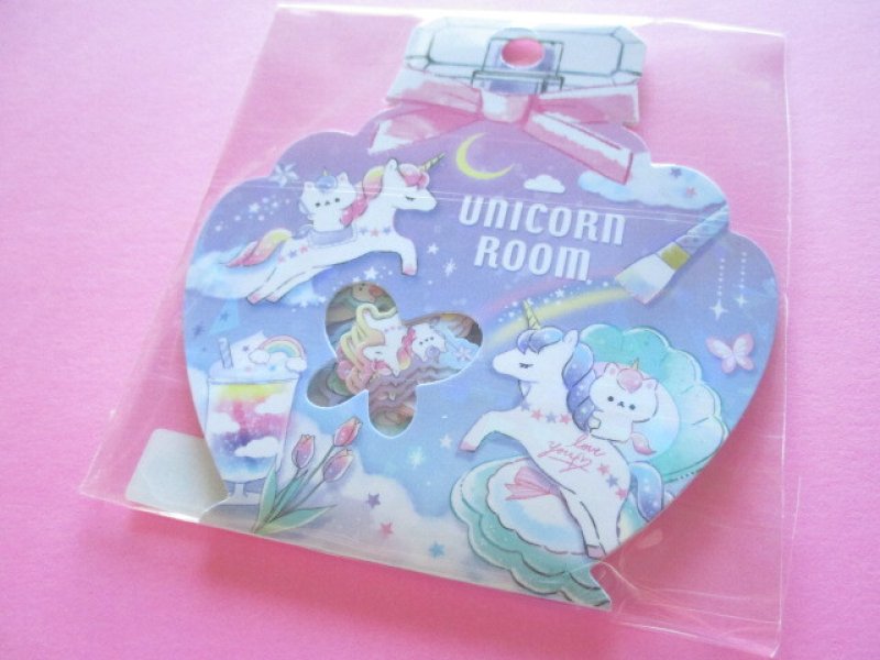 Photo1: Kawaii Cute Sticker Flakes Sack Q-LiA *Unicorn Room (61082) (1)