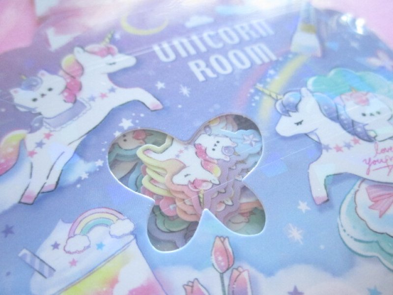 Photo1: Kawaii Cute Sticker Flakes Sack Q-LiA *Unicorn Room (61082)