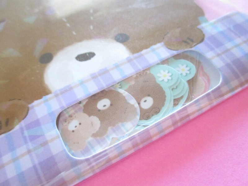 Photo1: Kawaii Cute Sticker Flakes Sack Q-LiA *なにしてるの / くま (61079)