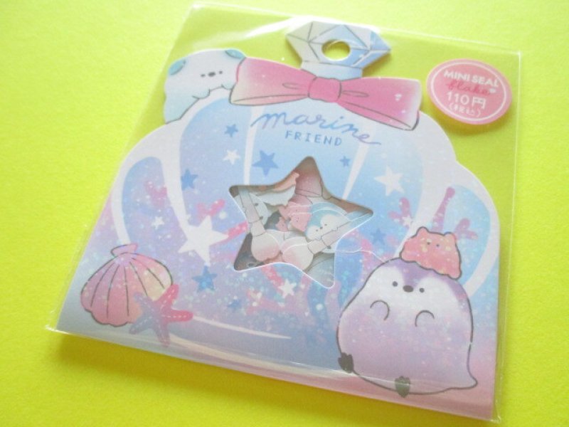 Photo1: Kawaii Cute Sticker Flakes Sack Crux *Marine Friend (105873) (1)