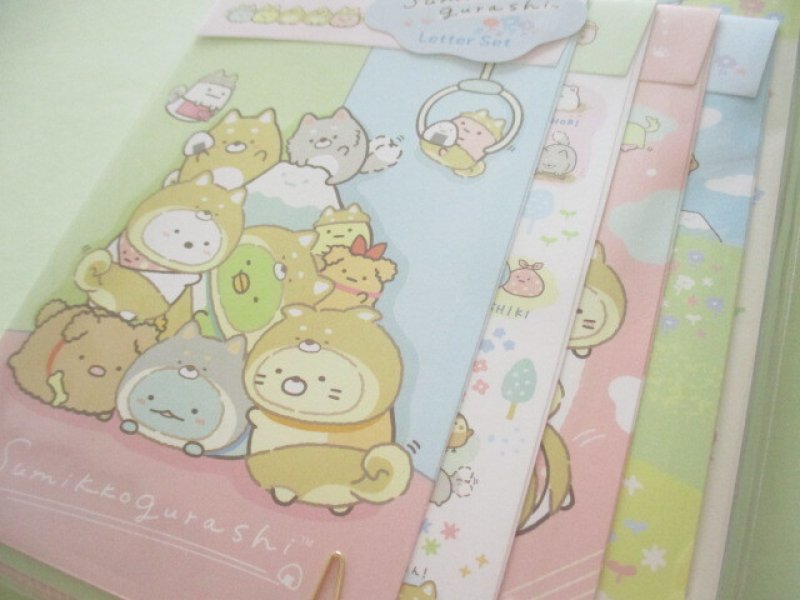 Photo2: Kawaii Cute Regular Letter Set San-x Sumikkogurashi *Playing with a puppy (LH74501)
