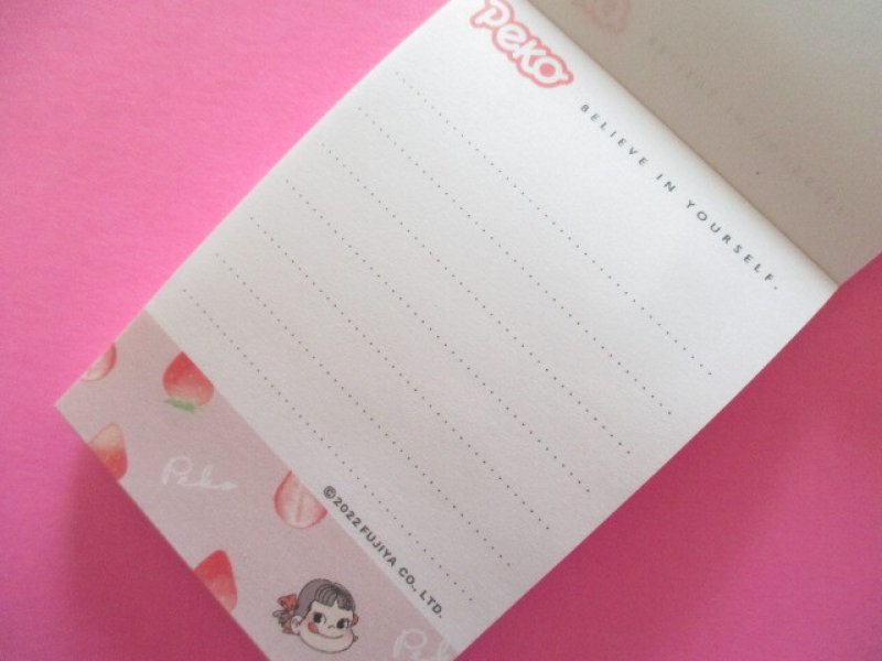 Photo1: Kawaii Cute Mini Memo Pad Peko-chan Kamio Japan *Strawberry (106933) 
