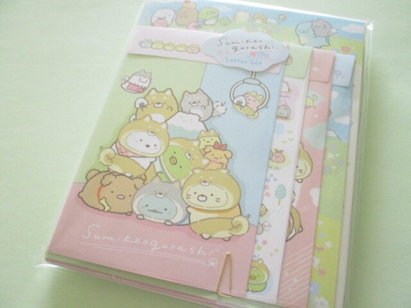 Photo1: Kawaii Cute Regular Letter Set San-x Sumikkogurashi *Playing with a puppy (LH74501) (1)