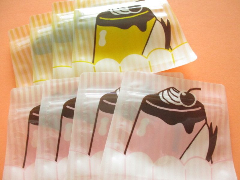 Photo1: 2 packs Kawaii Cute Die-Cut Zipper Bags Set Karinpia *Pudding (30537)