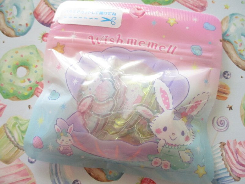 Photo1: Kawaii Cute Summer Sticker Flakes Sack in Mini Zipper Case Sanrio Original *Wish me mell (98850-2) (1)