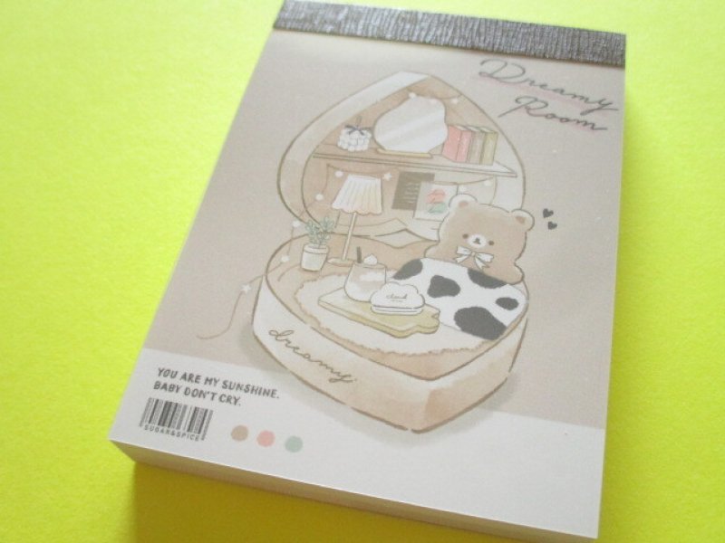 Photo1: Kawaii Cute Mini Memo Pad Q-LiA  *Dreamy Room/ Bear (60324) (1)
