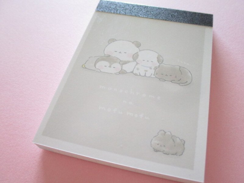 Photo1: Kawaii Cute Mini Memo Pad Kamio Japan *Monochrome Mofu Mofu (206778) (1)