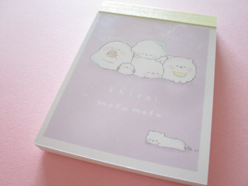 Photo1: Kawaii Cute Mini Memo Pad Kamio Japan *White Mofu Mofu (206777) (1)