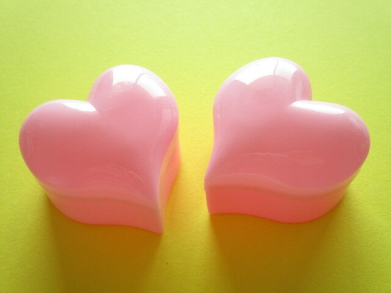 Photo1: 2 pcs Kawaii Cute Mini Plastic Cases Set *Pink Heart (1)