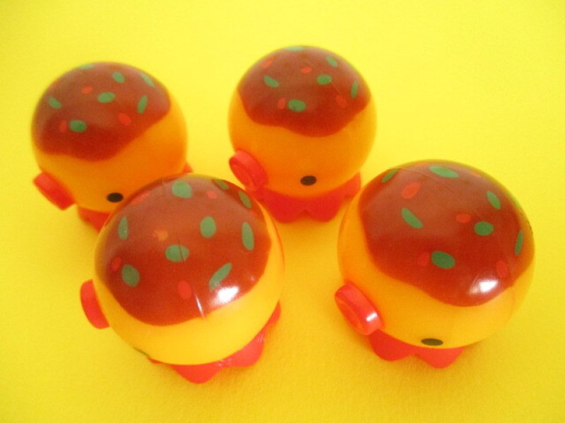 Photo1: 4 pcs Takoyaki Takochu Plastic Mini Figure Toy Set Rare