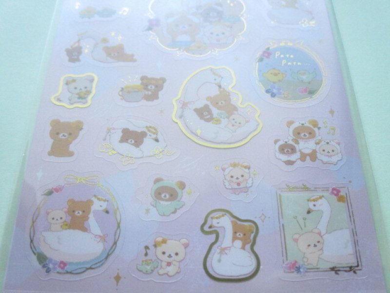 Photo2: Kawaii Cute Sticker Sheet Rilakkuma San-x *Swan and Golden Flower (SE55701)