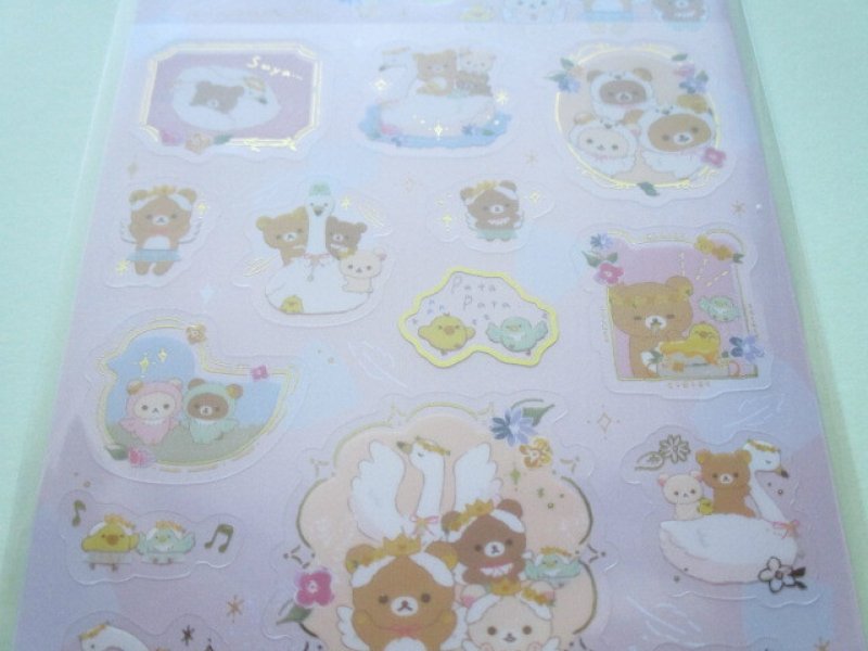 Photo1: Kawaii Cute Sticker Sheet Rilakkuma San-x *Swan and Golden Flower (SE55701)