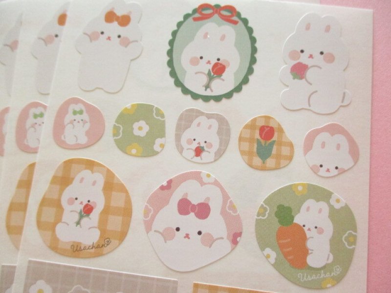 Photo1: Beautiful Die Cut Stickers Seals Set Kyowa *Rabbit (62-D35)