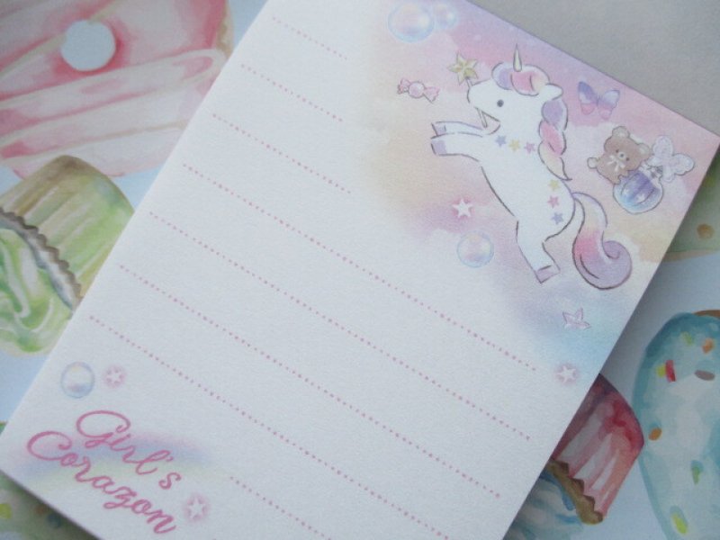 Photo1: Kawaii Cute Girls' Corazon Mini Memo Pad Q-LiA *Unicorn (70147)