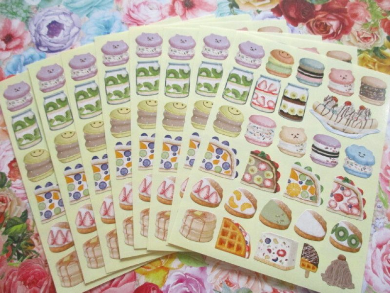 Photo1: Kawaii Cute Die Cut Seals Set Kyowa *Sweets Selection (62-D14)
