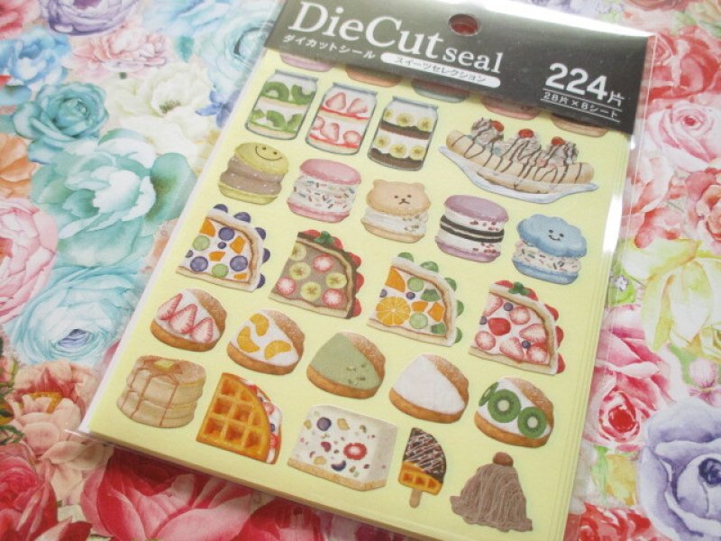 Photo1: Kawaii Cute Die Cut Seals Set Kyowa *Sweets Selection (62-D14) (1)