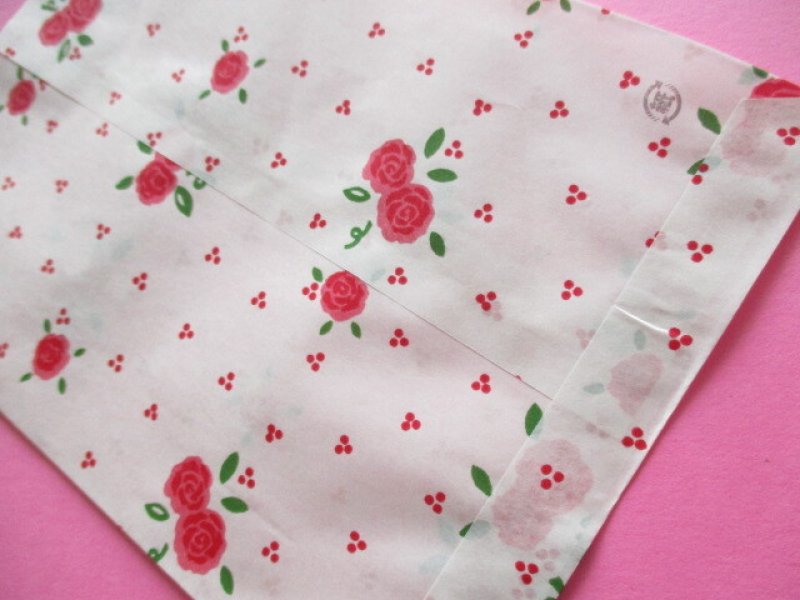 Photo2: 20 pcs Flat Paper Bags Set *Rose flower Medium size