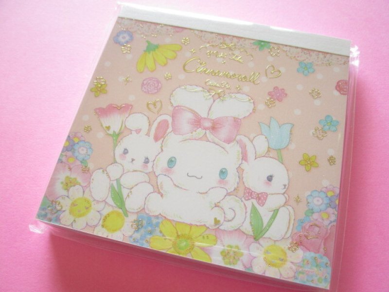 Photo1: Kawaii Cute Medium Memo Pad Cinnamoroll × たけいみき (Takei Miki) Sanrio *Pastel Bouquet  (MM-15634) (1)