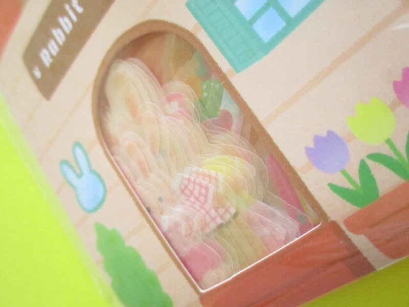 Photo1: Kawaii Cute Sticker Flakes Sack Animal Town Amifa *Rabbit Family (108606-1)