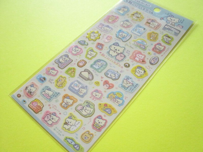 Photo1: Kawaii Cute Seal Market Stickers Sheet San-x *ねこにハマグリ (SE57901) (1)