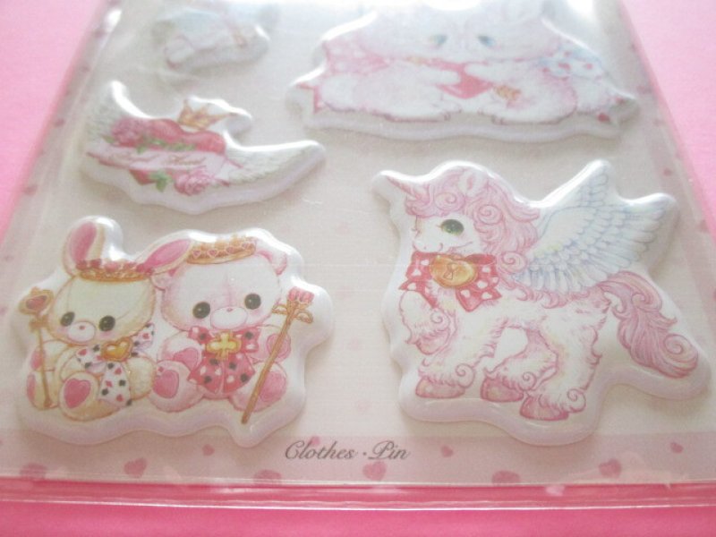 Photo2: Kawaii Cute Puffy Deco Stickers Sheet Amenomori Fumika Clothes Pin *Angel Heart (US-14668)