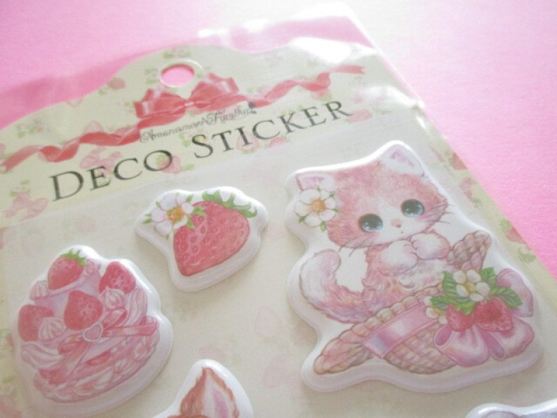 Photo1: Kawaii Cute Puffy Deco Stickers Sheet Amenomori Fumika Clothes Pin *Strawberry Cute (US-14669)