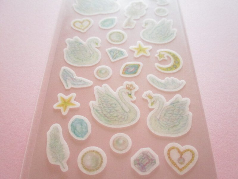 Photo2: Kawaii Cute Masking Stickers Sheet Takei Miki Clothes Pin *Swan (US-15004)