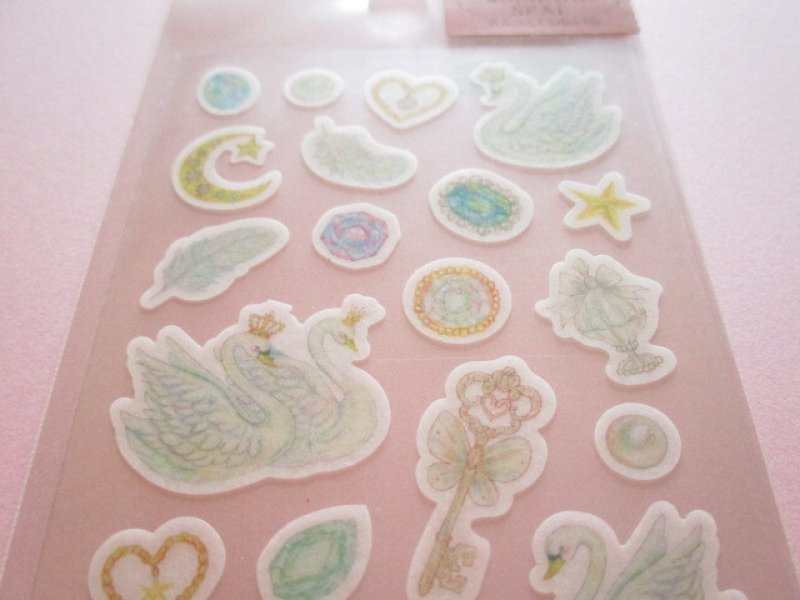 Photo1: Kawaii Cute Masking Stickers Sheet Takei Miki Clothes Pin *Swan (US-15004)
