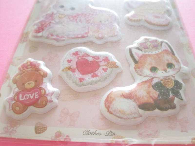 Photo2: Kawaii Cute Puffy Deco Stickers Sheet Amenomori Fumika Clothes Pin *Lovely Cookie (US-14667)