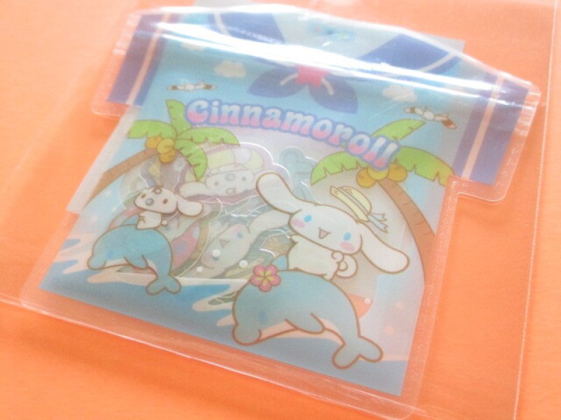 Photo1: Kawaii Cute T-shirt Summer Sticker Flakes Sack in Zipper Bag Sanrio Original *Cinnamoroll (93354-6) (1)