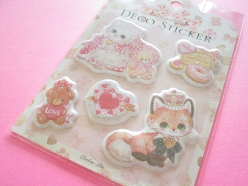 Photo1: Kawaii Cute Puffy Deco Stickers Sheet Amenomori Fumika Clothes Pin *Lovely Cookie (US-14667) (1)
