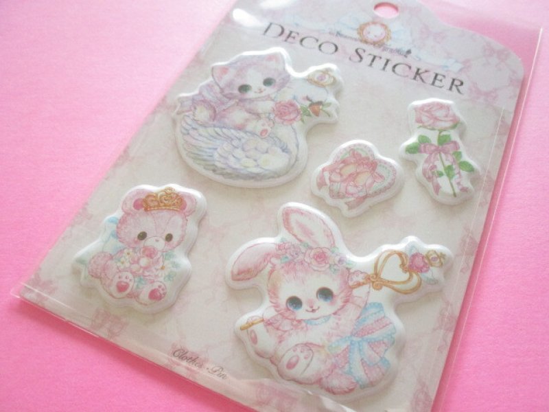 Photo1: Kawaii Cute Puffy Deco Stickers Sheet Amenomori Fumika Clothes Pin *Ballerina Dream (US-14670) (1)