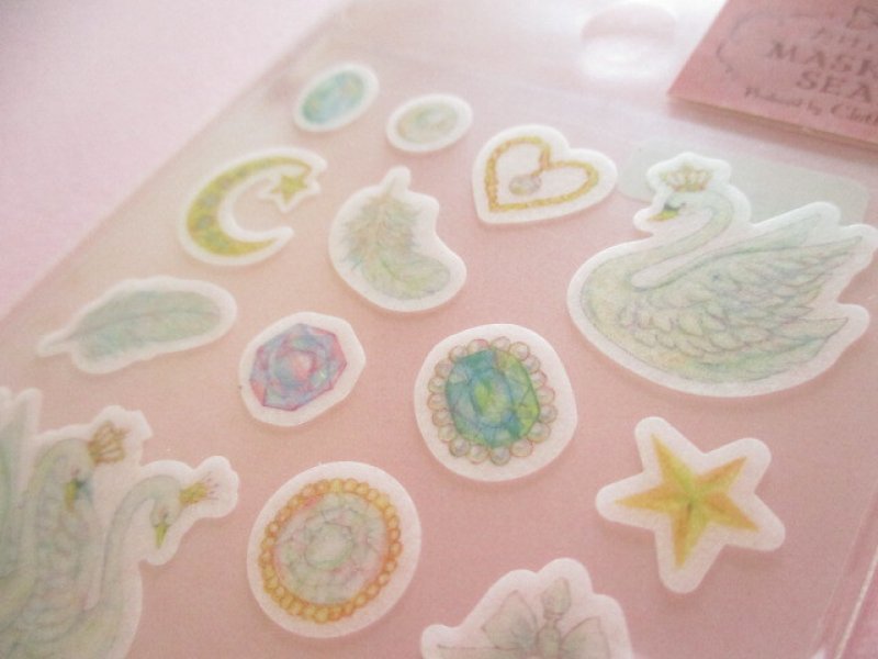 Photo3: Kawaii Cute Masking Stickers Sheet Takei Miki Clothes Pin *Swan (US-15004)