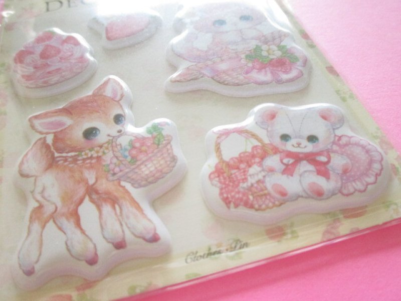 Photo2: Kawaii Cute Puffy Deco Stickers Sheet Amenomori Fumika Clothes Pin *Strawberry Cute (US-14669)