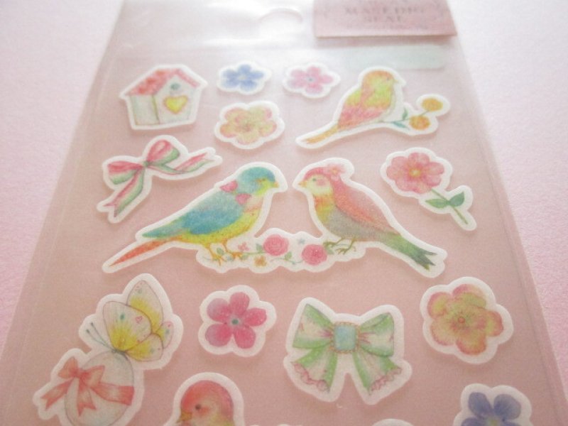 Photo1: Kawaii Cute Masking Stickers Sheet Takei Miki Clothes Pin *Parakeet (US-15006)