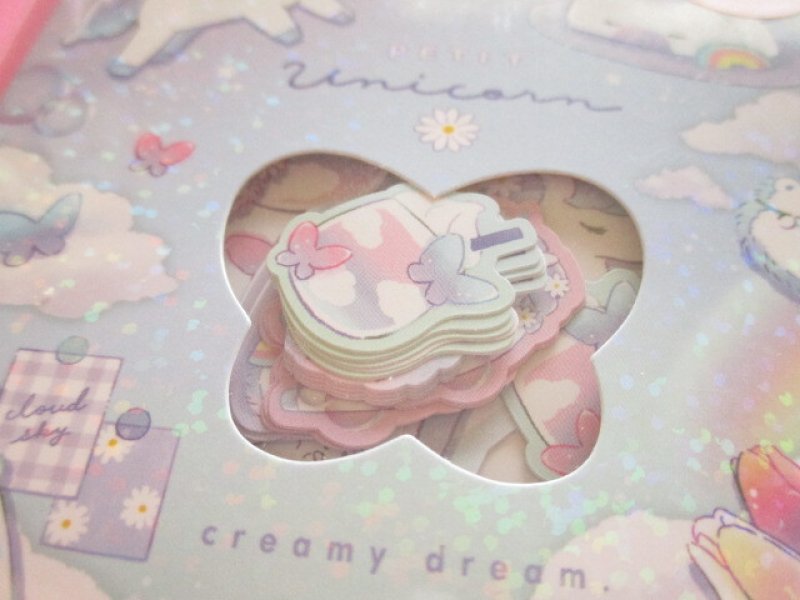 Photo1: Kawaii Cute Sticker Flakes Sack Crux *Petit Unicorn (116662)